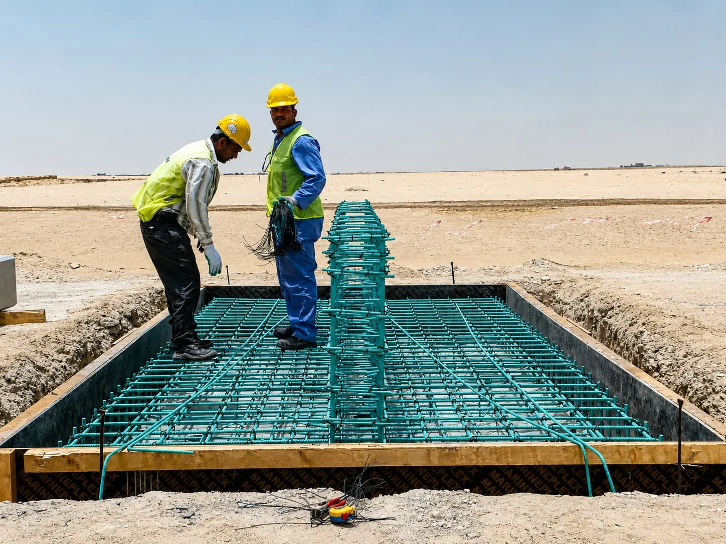 أعمال خرسانية في مشروع خطوط غاز